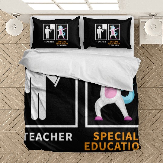 Special education teacher dabbing unicorn Bedding Sets