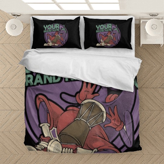 Funky Eggplant Drummer – Funny Cartoon Music T-Shi Bedding Sets