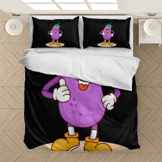 Animated Eggplant Character Design Bedding Sets