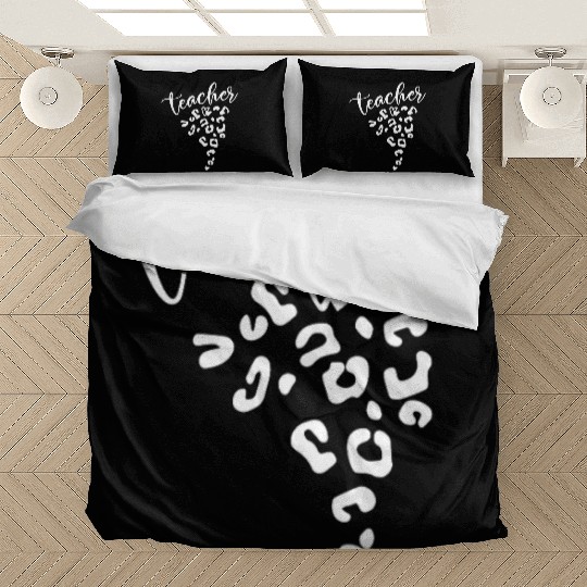 Teacher Leopard Heart Design for Educators Bedding Sets