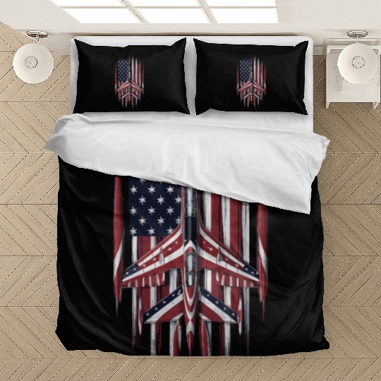Patriotic Fighter Jet American Flag Art Bedding Sets