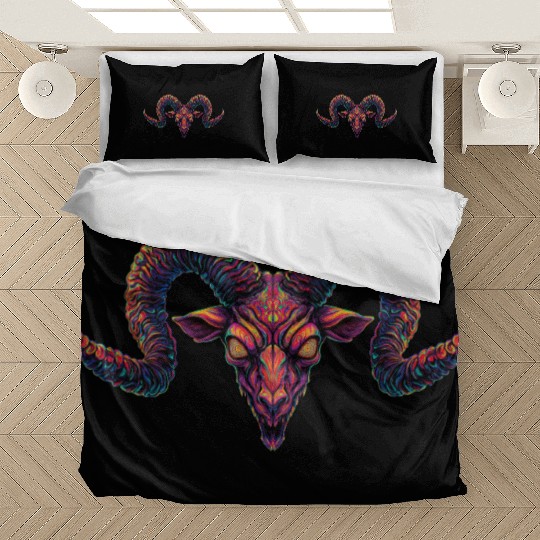 Hypnotic Demon Ram with Psychedelic Spiral Horns Bedding Sets