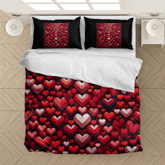 Red Hearts Painting Bedding Sets