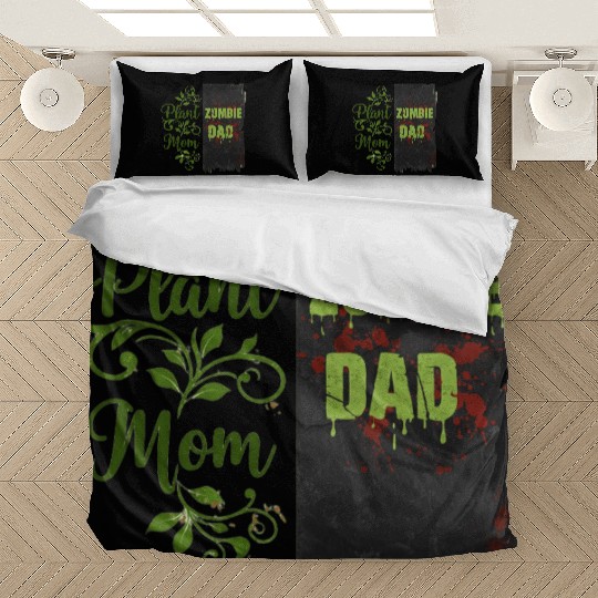 Plant Mom Zombie Dad Couple Design Bedding Sets