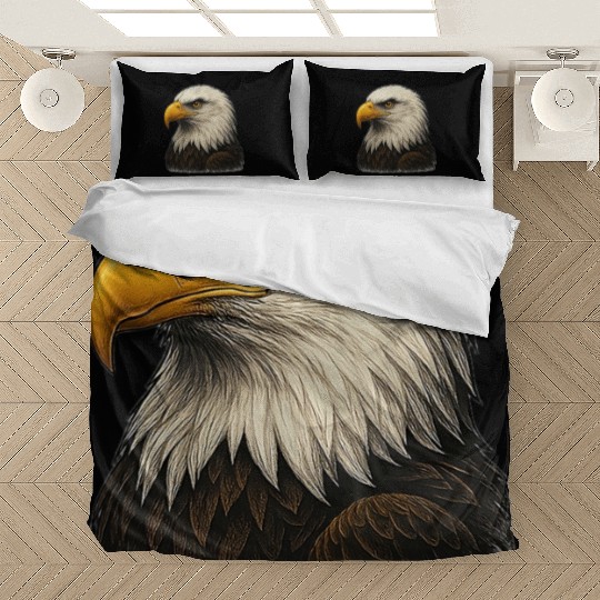 Majestic Bald Eagle Head Illustration Bedding Sets
