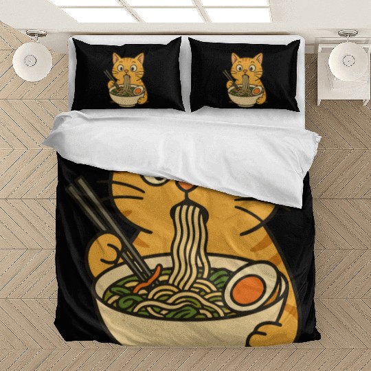 Cat Eating Ramen Bedding Sets