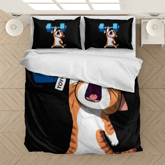 Workout Strength! Tiny Warrior Cat Huge Muscles. Bedding Sets