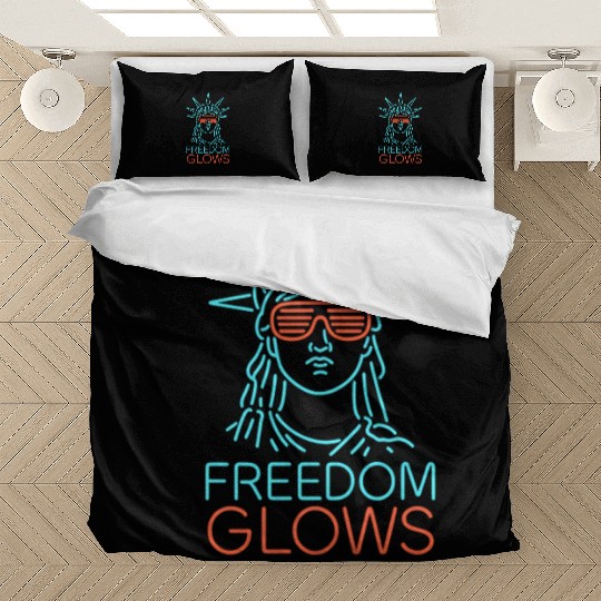Freedom Glows Neon Lady Liberty Bedding Sets
