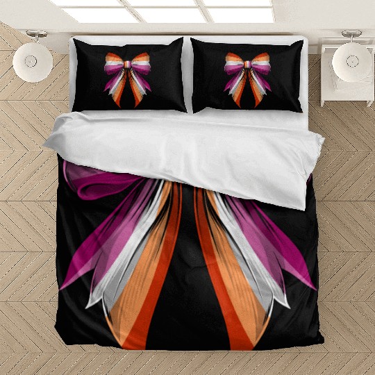 Coquette Bow Lesbian Pride Flag LGBTQ Bedding Sets