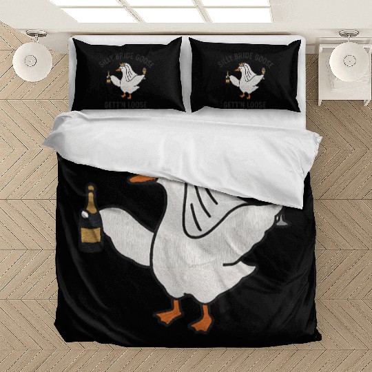 Embroidered Silly Goose Bride Funny Goose Lover Bedding Sets