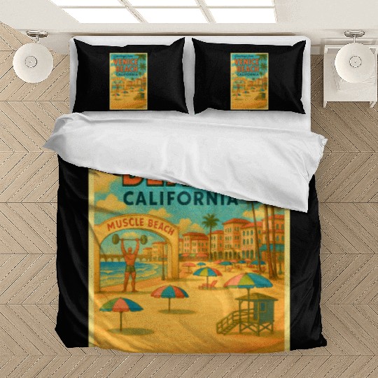 Venice Beach Vintage Postcard Bedding Sets