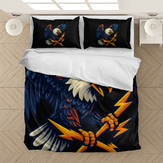 Bald Eagle with Lightning Bolts Bedding Sets Design