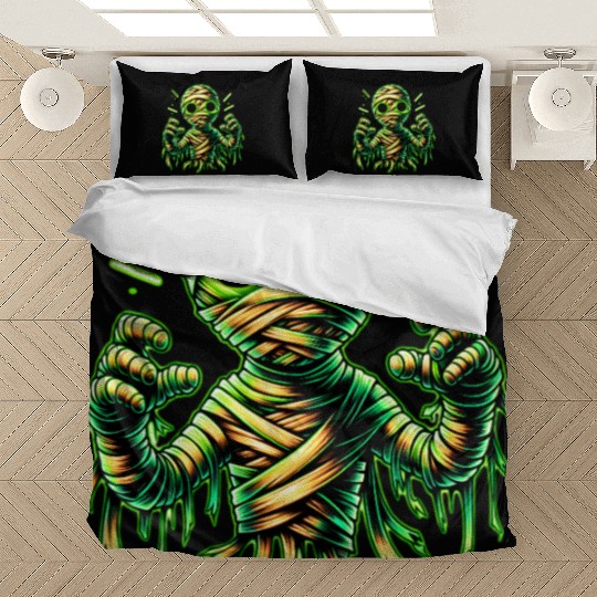 Neon Mummy Glow – Cursed Undead Wrap Bedding Sets