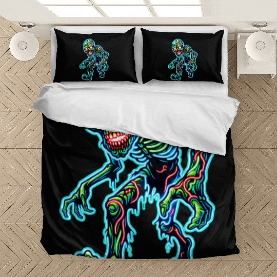 Glowing Zombie Crawler – Toxic Neon Horror Bedding Sets
