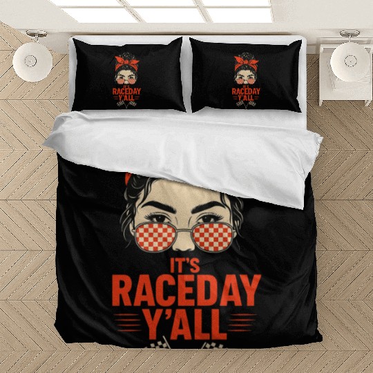Retro Race Day Vibes for Women with Sunglasses Bedding Sets