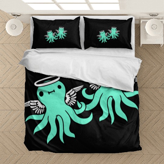 2 octopus angel team two friends wings halo flying Bedding Sets