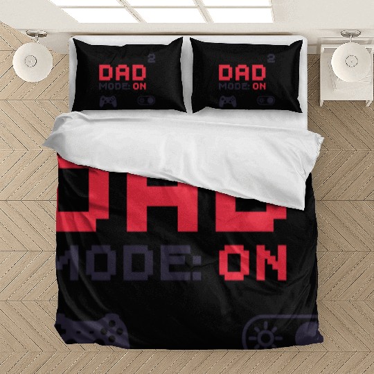 Dad Mode On Retro Gamer Dad Pixel Art Design Bedding Sets