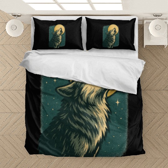 Lone wolf howl at the moon Bedding Sets