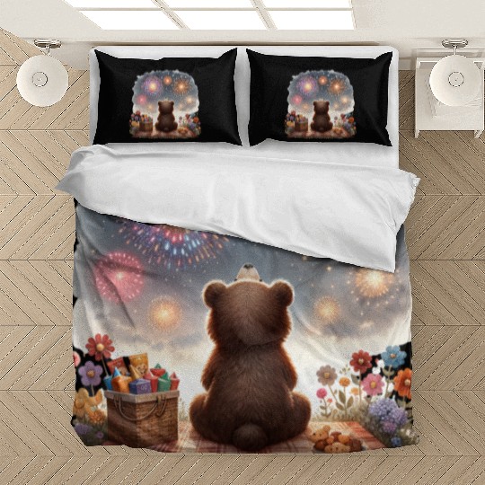 Fireworks Picnic Bear – Night Sky Celebration View Bedding Sets