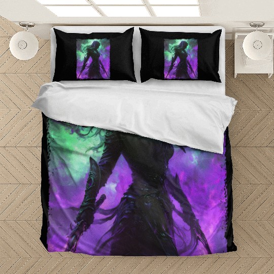 Mystical Assassin Woman In Violet Fog Fantasy Bedding Sets