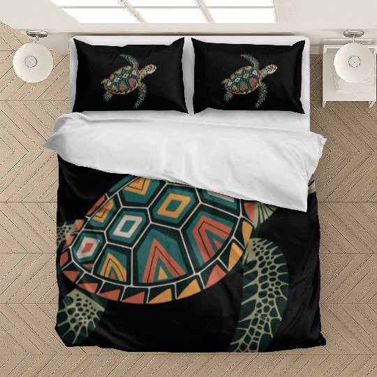 Sea Turtle Geometric Pattern Shell Bedding Sets