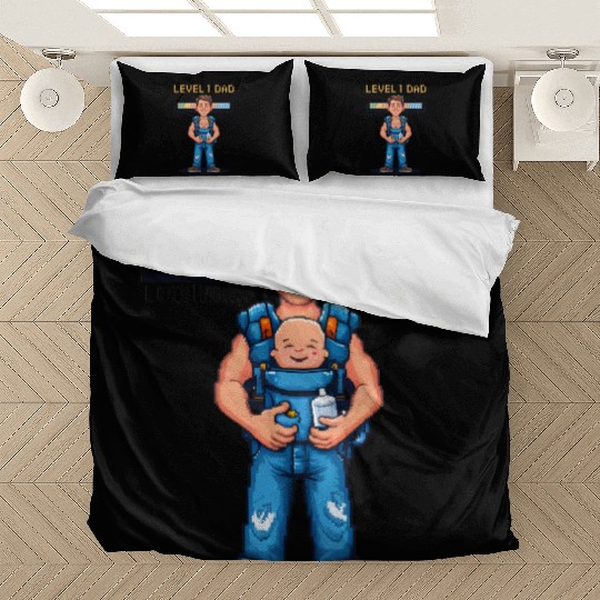 Funny Retro Gamer Dad Pixel Art Father's Day Gift Bedding Sets