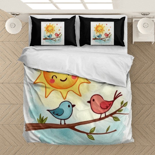 Cheerful Sun and Heart Illustration Bedding Sets