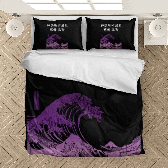 Japan Kanagawa Vaporwave 80s aesthetics Bedding Sets