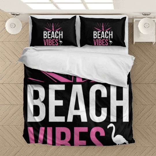 Pink Beach Vibes Quote Design Bedding Sets