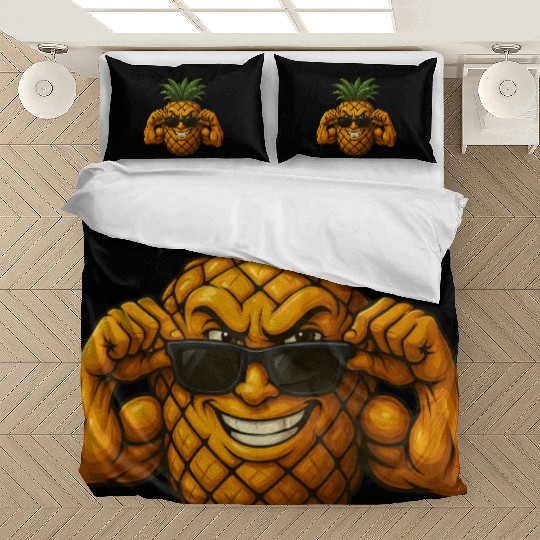 Cool pineapple sunglasses muscles biceps fruit Bedding Sets