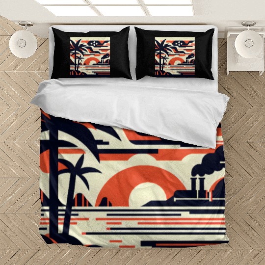 Twilight Palm & Factory Scene Bedding Sets