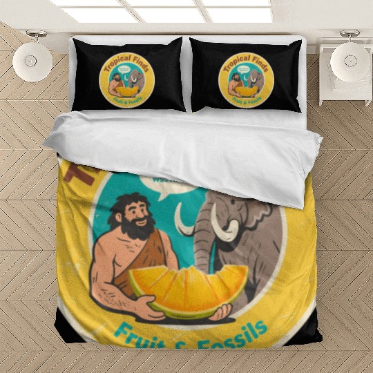 Caveman Mammoth Retro Ancient Fruit Discovery Bedding Sets