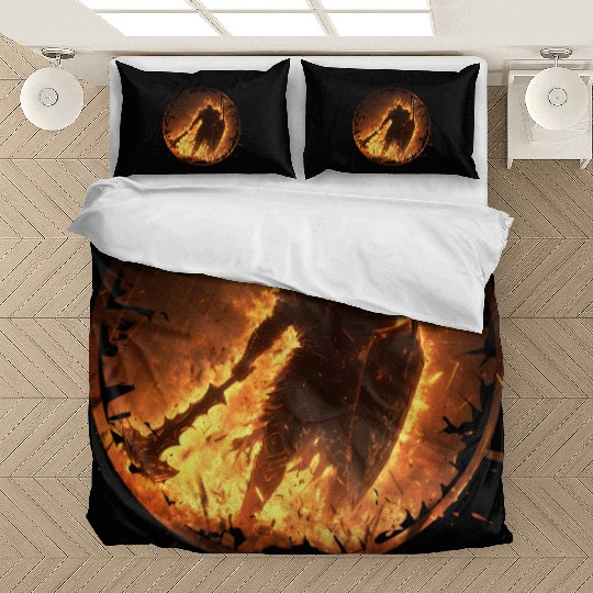 Fire Armored Warrior with Burning Shield and Axe Bedding Sets
