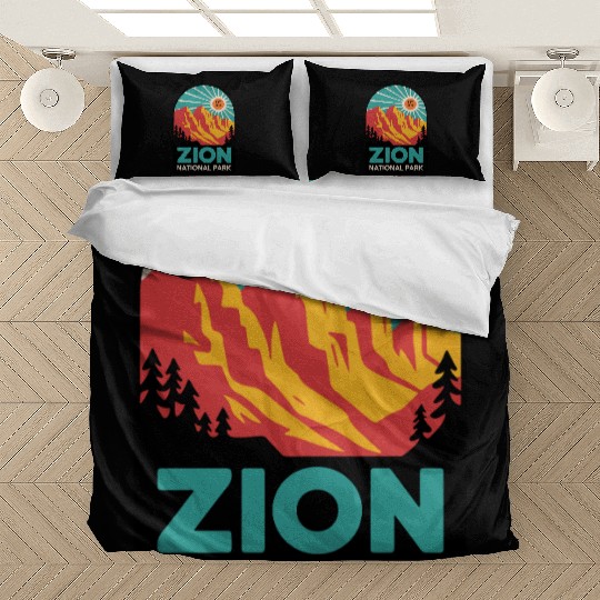 Zion National Park Retro Sunset Art Bedding Sets