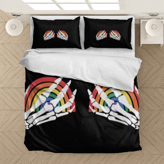 LGBTQ Skeleton Hand Rainbow Bedding Sets