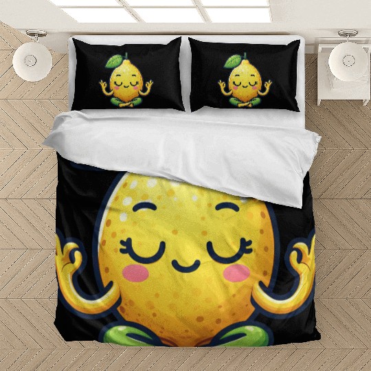 Funny lemon yoga meditation relaxation chill carto Bedding Sets