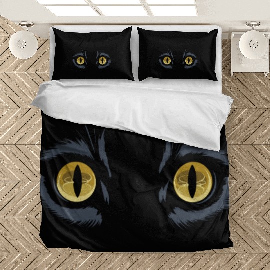 Mysterious Cat Eyes with Intriguing Yellow Gaze Bedding Sets
