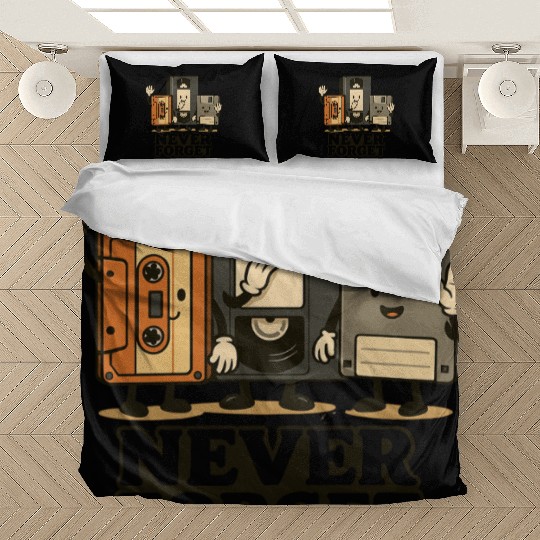 Retro Cassette Tape and Floppy Disk Design Bedding Sets