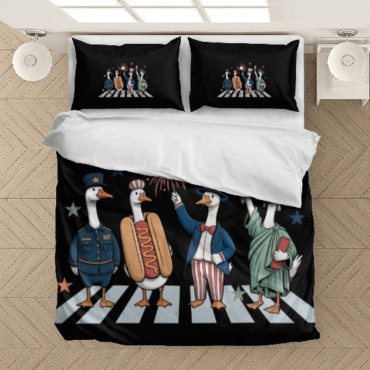 Patriotic Goose 4th of July Silly Goose Bedding Sets