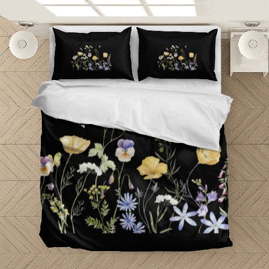 "Wildflower Garden Botanical Illustration - Nature Bedding Sets