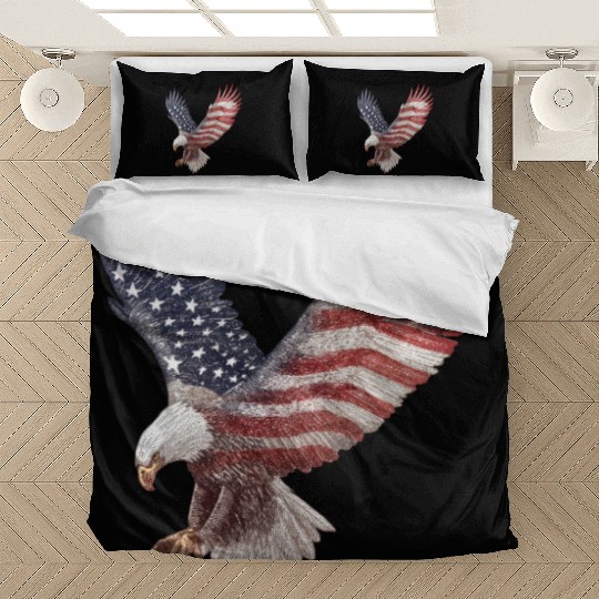 Bald Eagle with the American Flag Forming Wings Bedding Sets