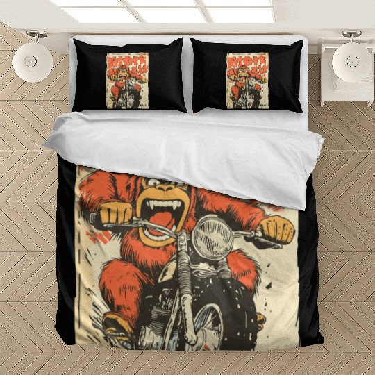 Monkey Mayhem – Vintage Ape on a Motorcycle Bedding Sets