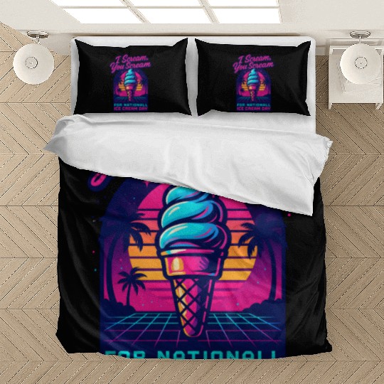 Scream, You Scream National Ice Cream Day Retro Bedding Sets