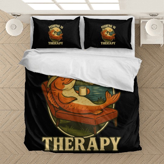 Fishing Is Therapy – Funny Relaxing Fish Design Bedding Sets
