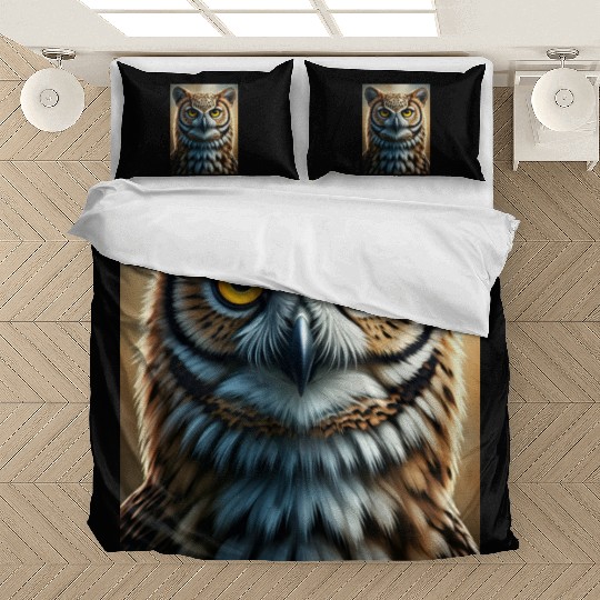 Majestic Owl Portrait Wildlife Wall Art Bedding Sets