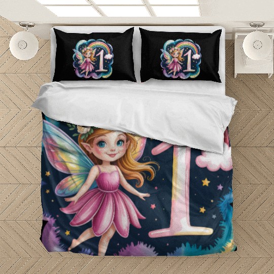 Magical Rainbow Fairy Elf 1st Birthday Girl Bedding Sets