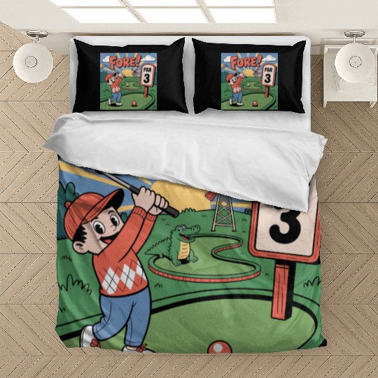 Mini Golf Retro Cartoon on Champion Unisex Bedding Sets