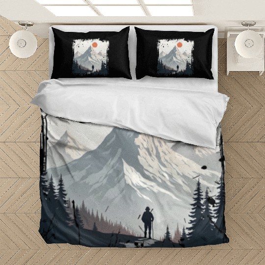 Serene Mountain Wilderness Scene Bedding Sets