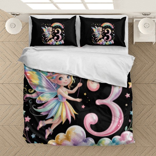 Magical Rainbow Fairy Elf 3nd Birthday Girl Bedding Sets