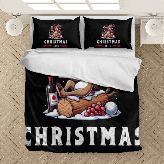 Reindeer With Wine - Christmas Vibes Bedding Sets
